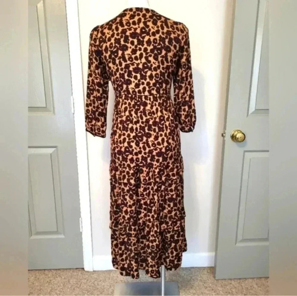 Ba&SH Tracy Animal Leopard Print Ruffle Tiered Midi Dress(XS) - Picture 8 of 12